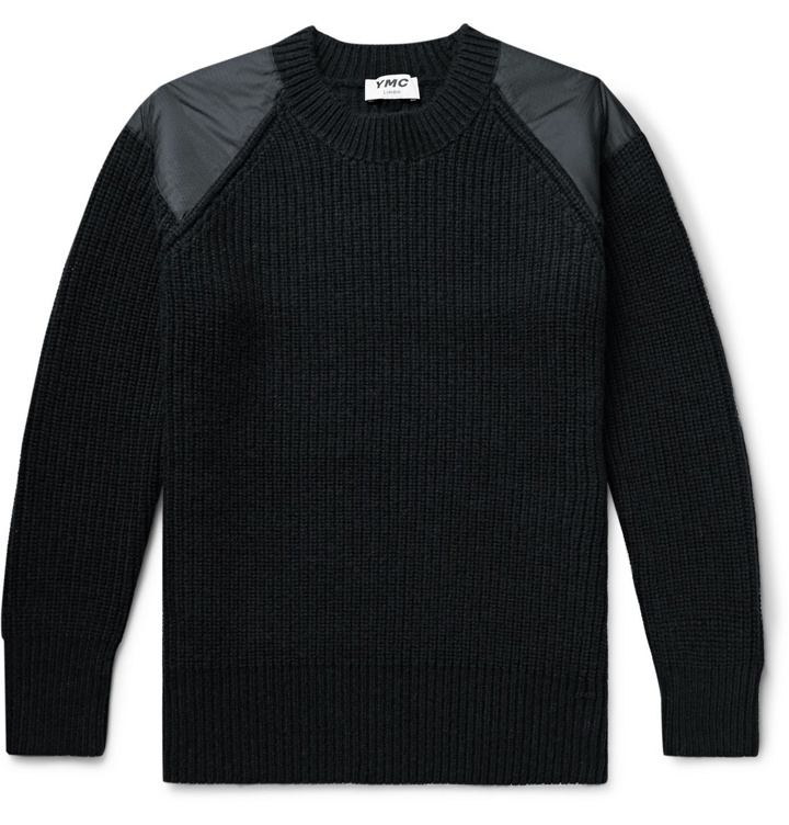 Photo: YMC - Walmer Ribbed Wool and Nylon-Ripstop Sweater - Black