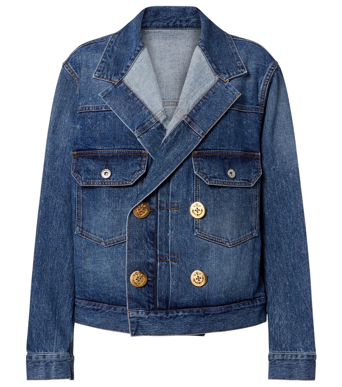 sacai Navy Wool Melton & Denim Jacket Sacai
