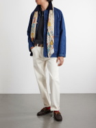 Drake's - Frayed Printed Wool and Silk-Blend Scarf