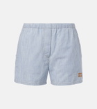 Miu Miu Logo striped cotton shorts