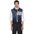 Thom Browne Navy Down Quilted Four Bar Vest