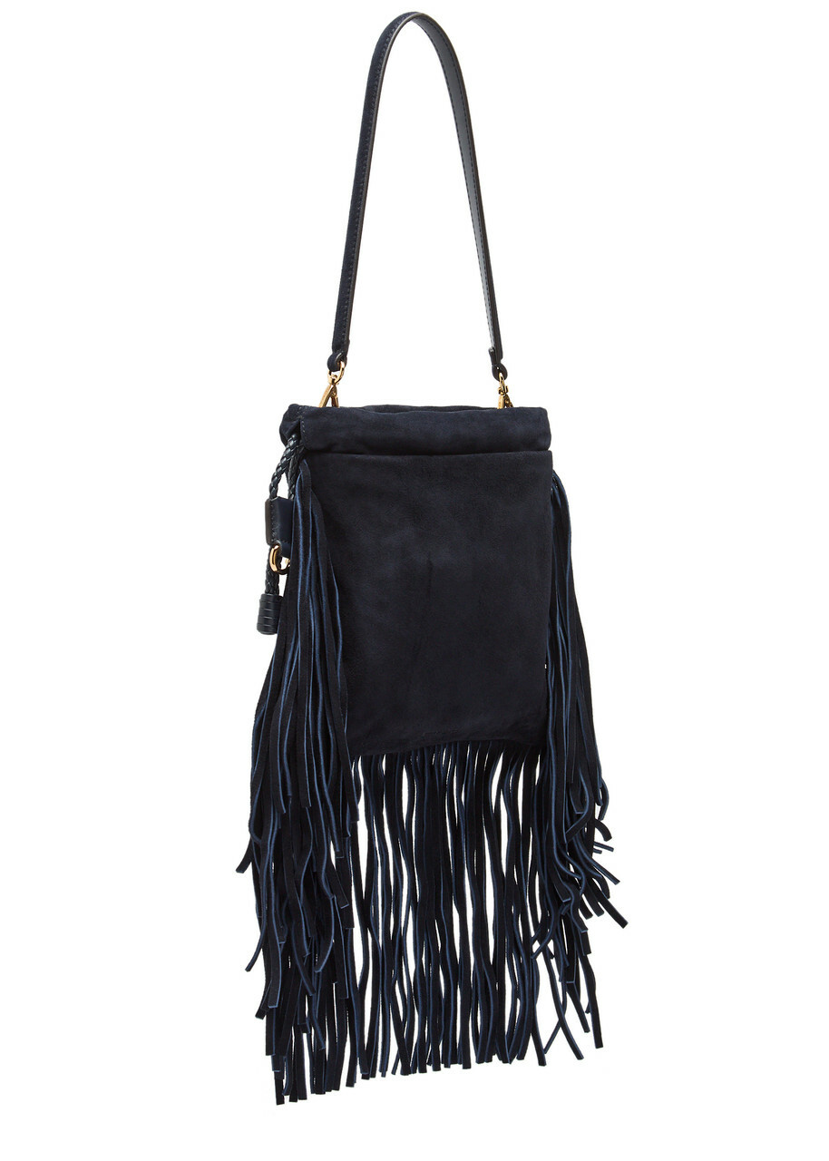Etro Kalispera Small Stud-embellished Suede Shoulder bag - Blue - One Size