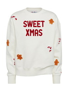 MC2 Saint Barth Woman Fleeced Cotton Sweatshirt Stardust With Ginger Cane Patches
