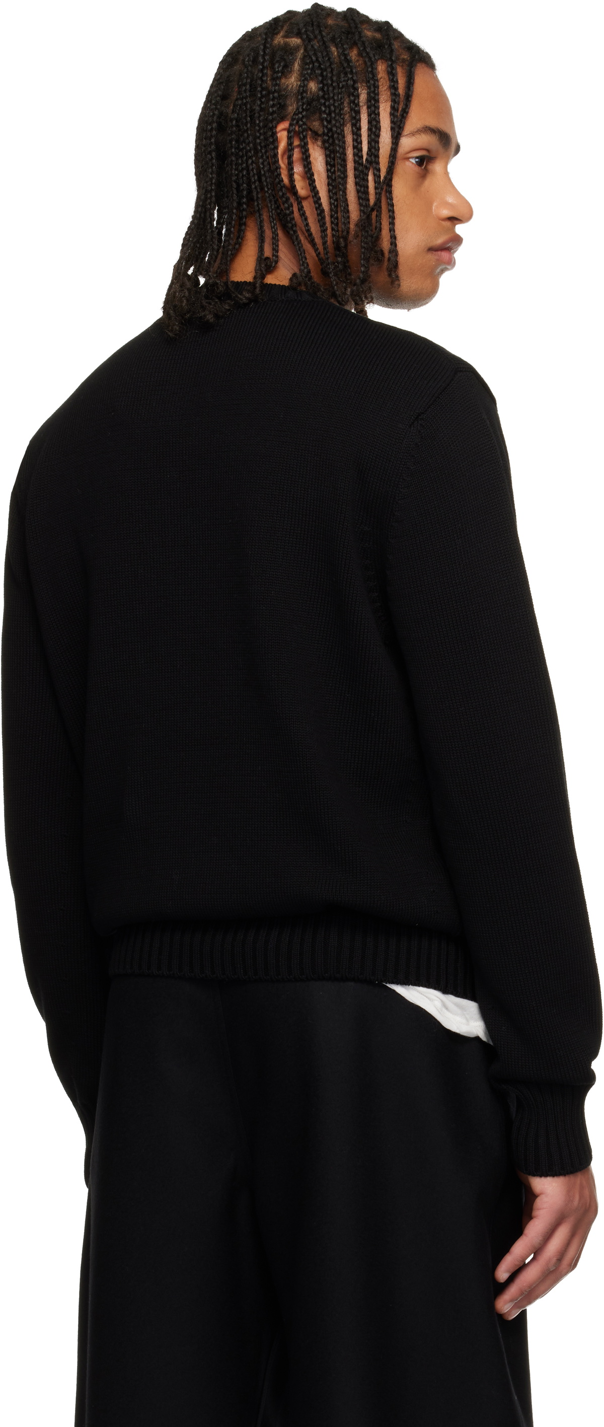 Givenchy Black Cotton Knit 'GIVENCHY Paris' Embroidery Sweater