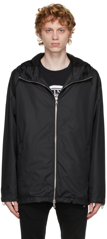 Photo: Balmain Black Hooded Transparent Logo Jacket