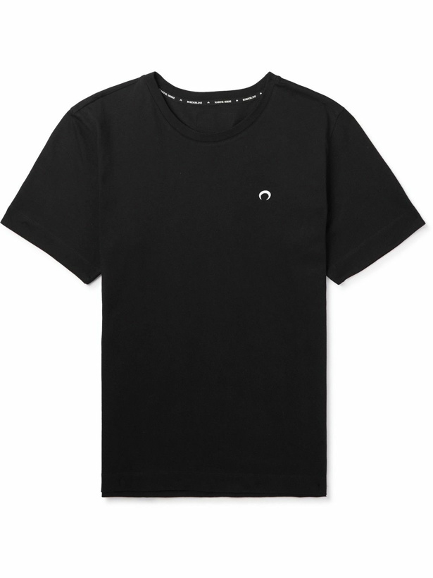 Photo: Marine Serre - Logo-Embroidered Organic Cotton-Jersey T-Shirt - Black
