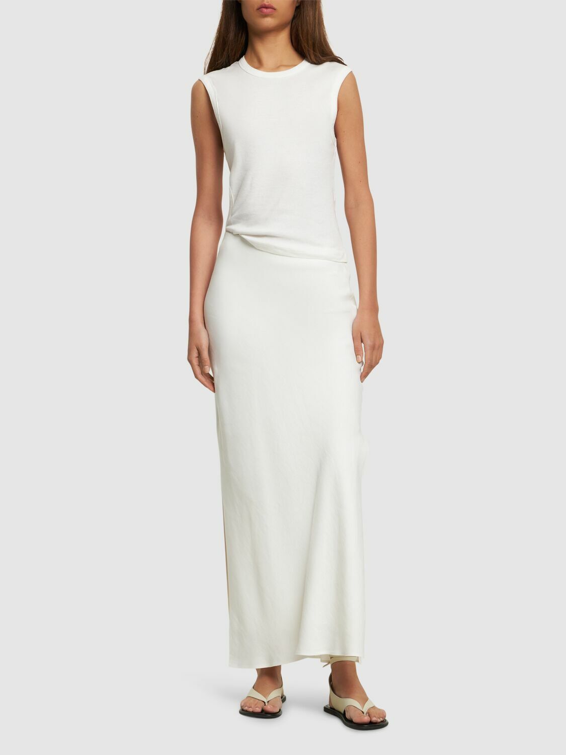 スカート Brunello Cucinelli Fluid Bias-Cut Long Skirt In Twill BRUNELLO CUCINELLI - Fluid Twill Long Skirt Brunello Cucinelli