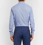 Hugo Boss - Grey Jordi Slim-Fit Grandad-Collar End-on-End Cotton-Blend Shirt - Blue