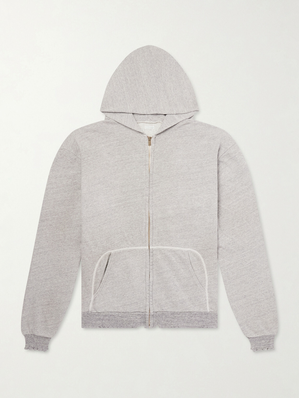 A.PRESSE - Cotton-Jersey Zip-Up Hoodie - Gray