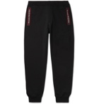 ALEXANDER MCQUEEN - Tapered Logo-Print Webbing-Trimmed Loopback Cotton-Jersey Sweatpants - Black