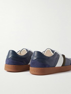 Salvatore Ferragamo - Garda Webbing-Trimmed Suede and Leather Sneakers - Blue