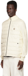 Moncler White Mock Neck Down Cardigan