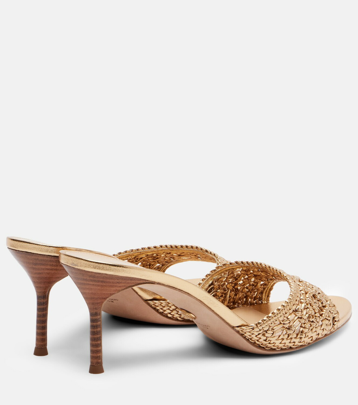 Veronica Beard Woven metallic leather mules