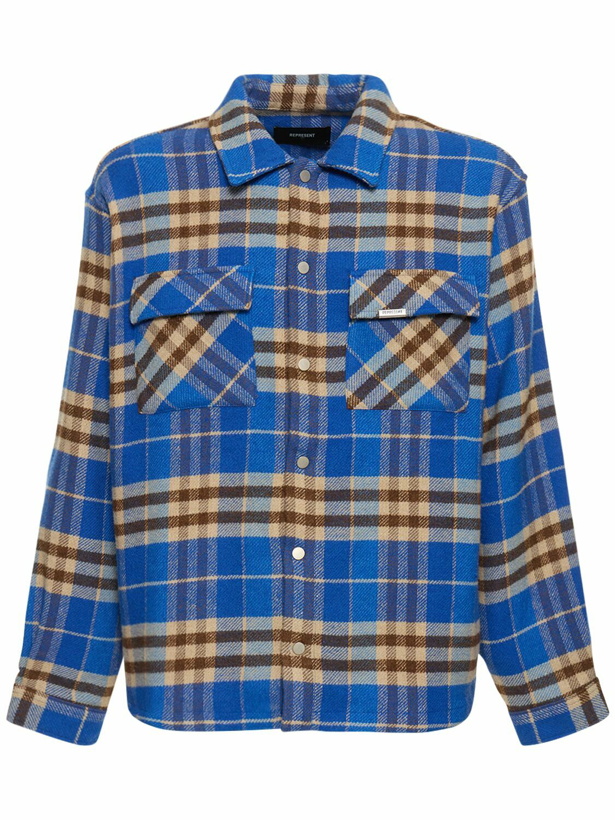 Photo: REPRESENT - Checked Flannel Shirt W/ Logo Embroidery