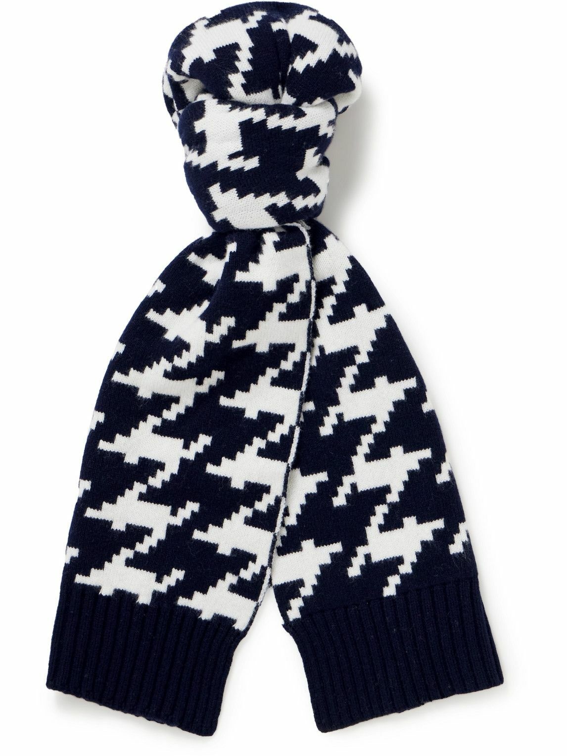 Photo: Mr P. - Houndstooth Jacquard-Knit Wool Scarf