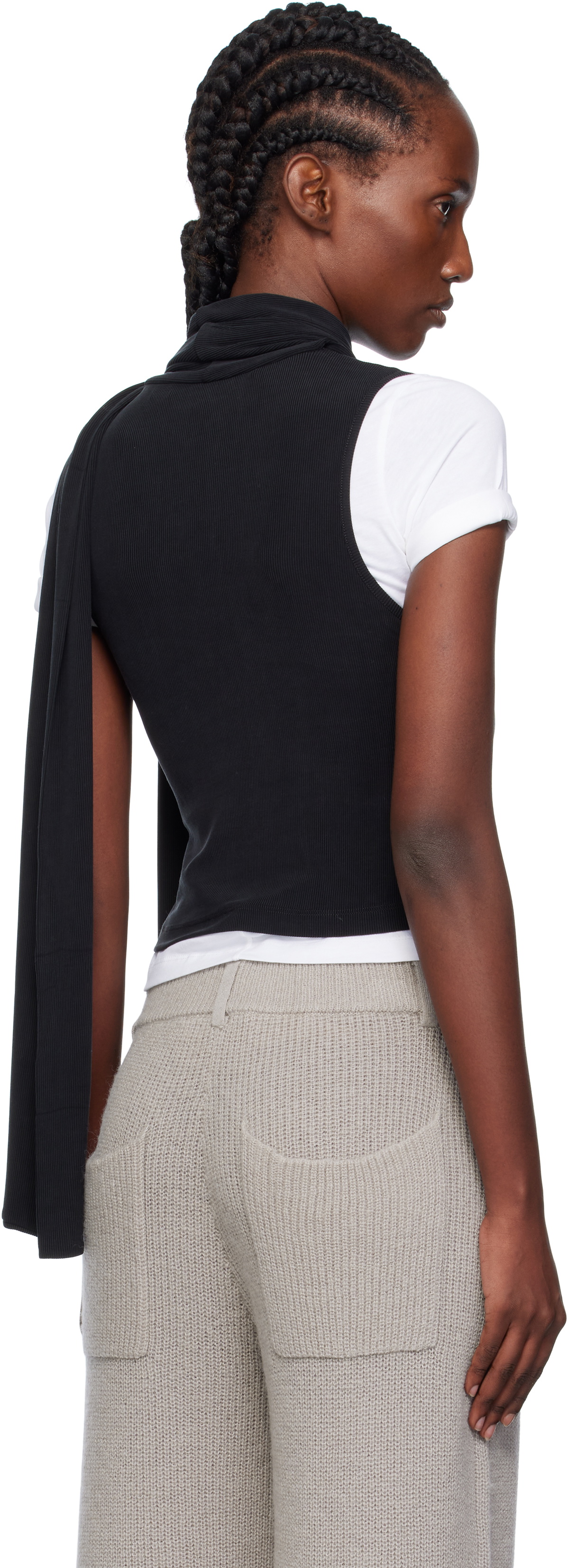 Aya Muse Black Scarf Scoop Tank Top