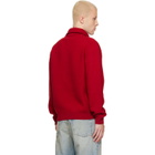 TOM FORD Red Double Face Wool Half Zip Jacket