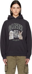 GANNI Black Animal Print Hoodie