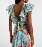 Camilla Embellished floral cotton poplin crop top