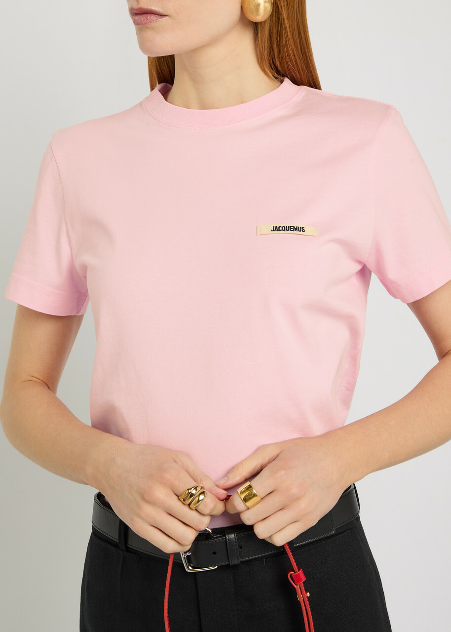 Jacquemus Le T-shirt Gros Grain Logo Cotton T-shirt Pink