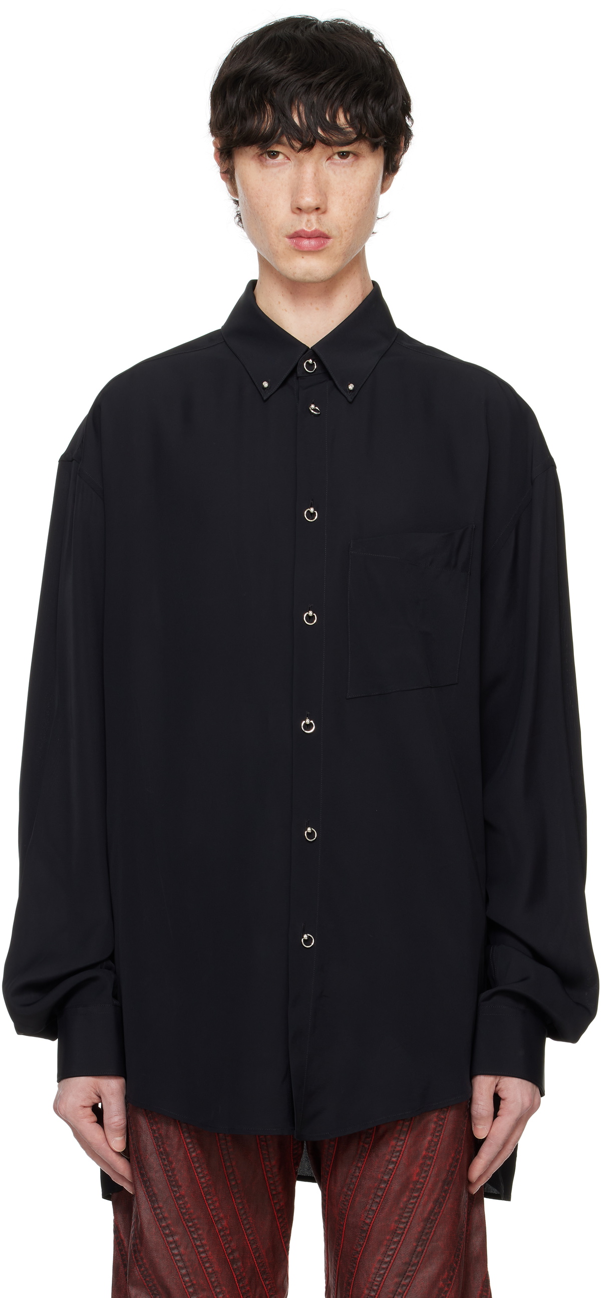 Mugler Black Fluid Piercing Shirt