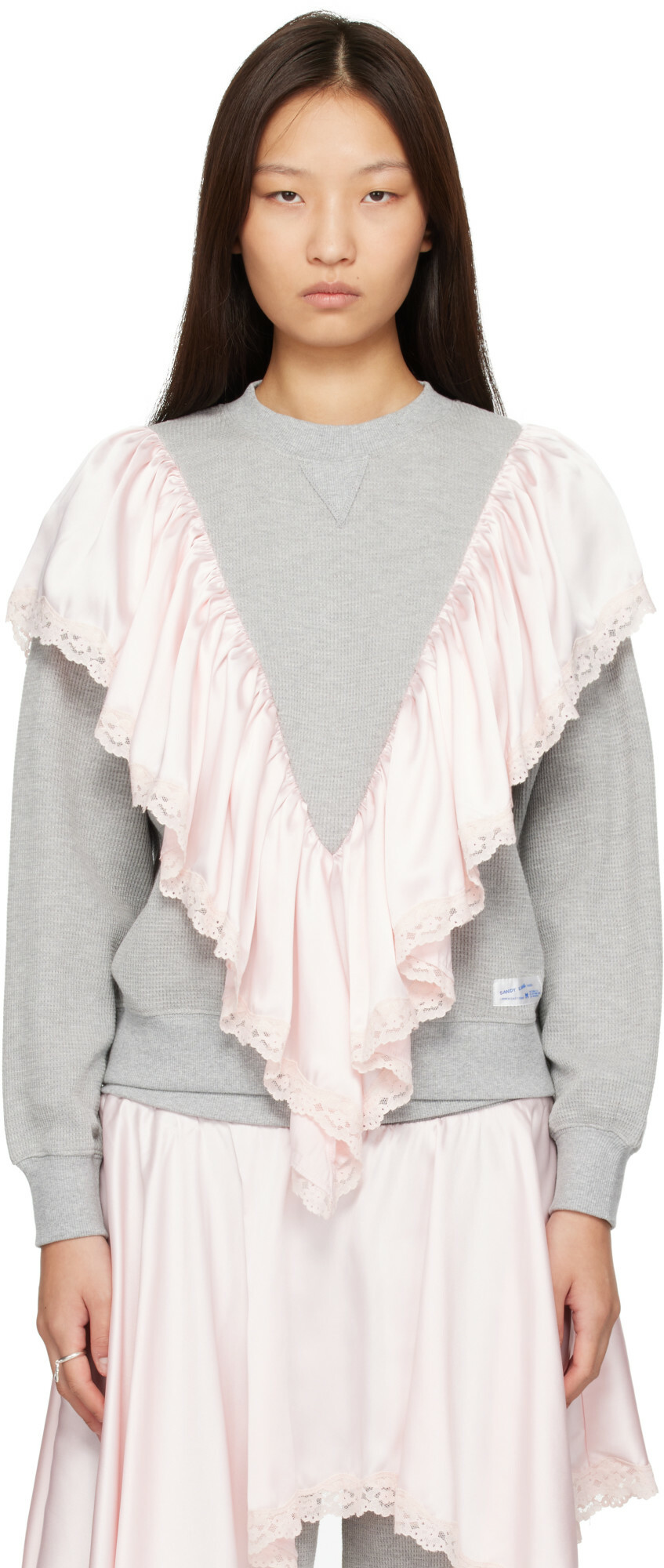 Sandy Liang Gray Tumble Sweatshirt