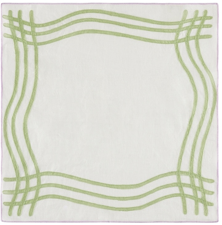 Photo: Misette Green Grid Embroidered Linen Napkin Set