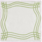 Misette Green Grid Embroidered Linen Napkin Set