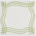 Misette Green Grid Embroidered Linen Napkin Set