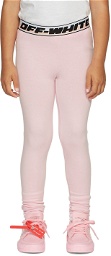 Off-White Kids Pink Logo Band Leggings