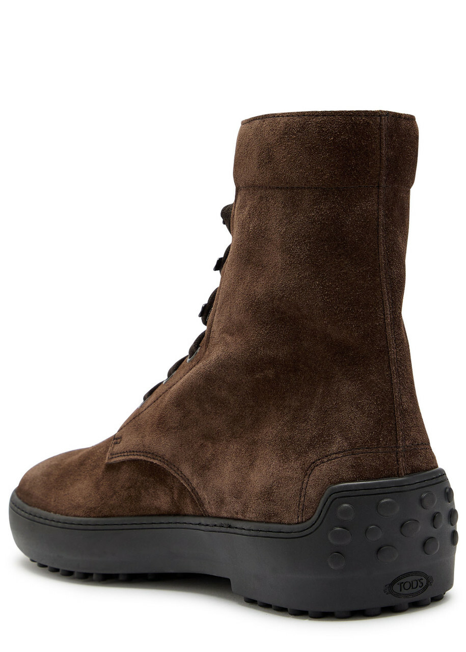Tods Winter Gommino Suede Ankle Boots Brown