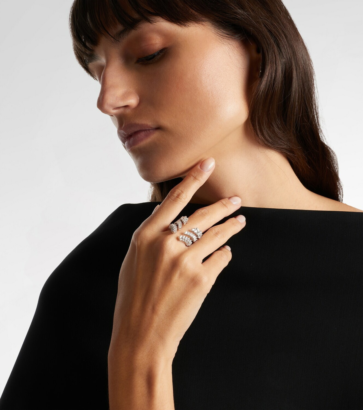 Yeprem Y-Not 18kt white gold ring with diamonds
