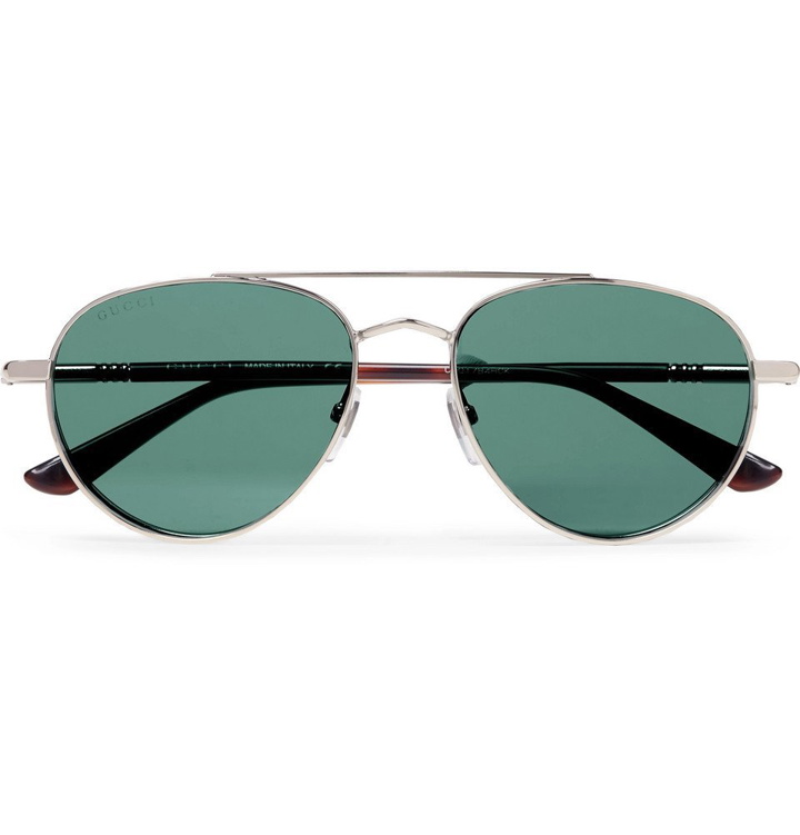 Photo: Gucci - Aviator-Style Silver-Tone and Tortoiseshell Acetate Sunglasses - Men - Silver
