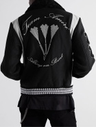 AMIRI - Always on Point Embellished Wool-Blend Twill Varsity Jacket - Black