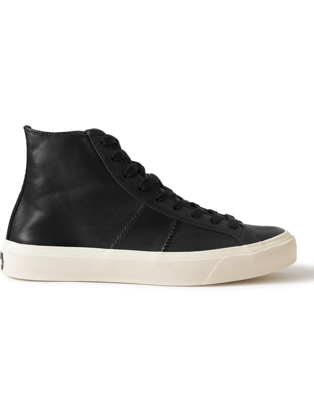 Photo: TOM FORD - Cambridge Leather High-Top Sneakers - Black
