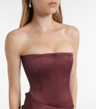 Alex Perry Draped crêpe satin corset gown