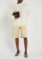 Another Tomorrow Tailored Wide-leg Bermuda Shorts Beige