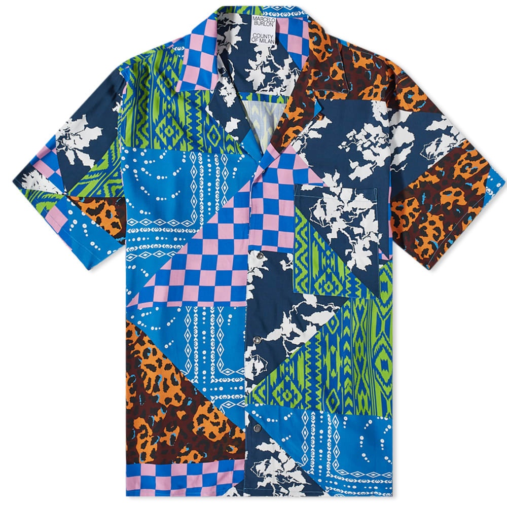 Photo: Marcelo Burlon Men's Mix & Match Hawaii Vacation Shirt in Blue