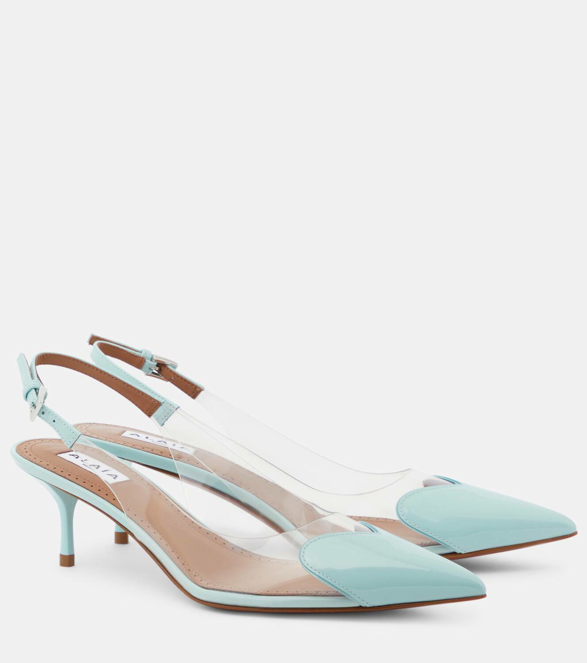 サンダル・ミュール Alaia Slingback Le Coeur In Vernice E Pvc ALAÏA Le Cœur patent-leather and PVC slingback pumps | NET-A