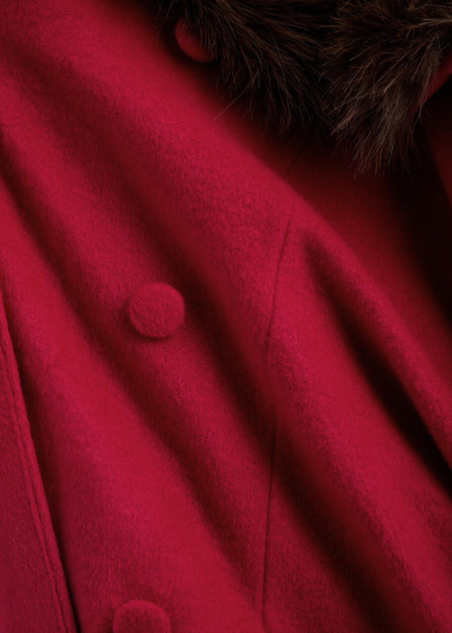 Sister Jane Sculpture Faux Fur-trimmed Felt Coat Red