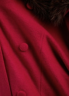 Sister Jane Sculpture Faux Fur-trimmed Felt Coat Red
