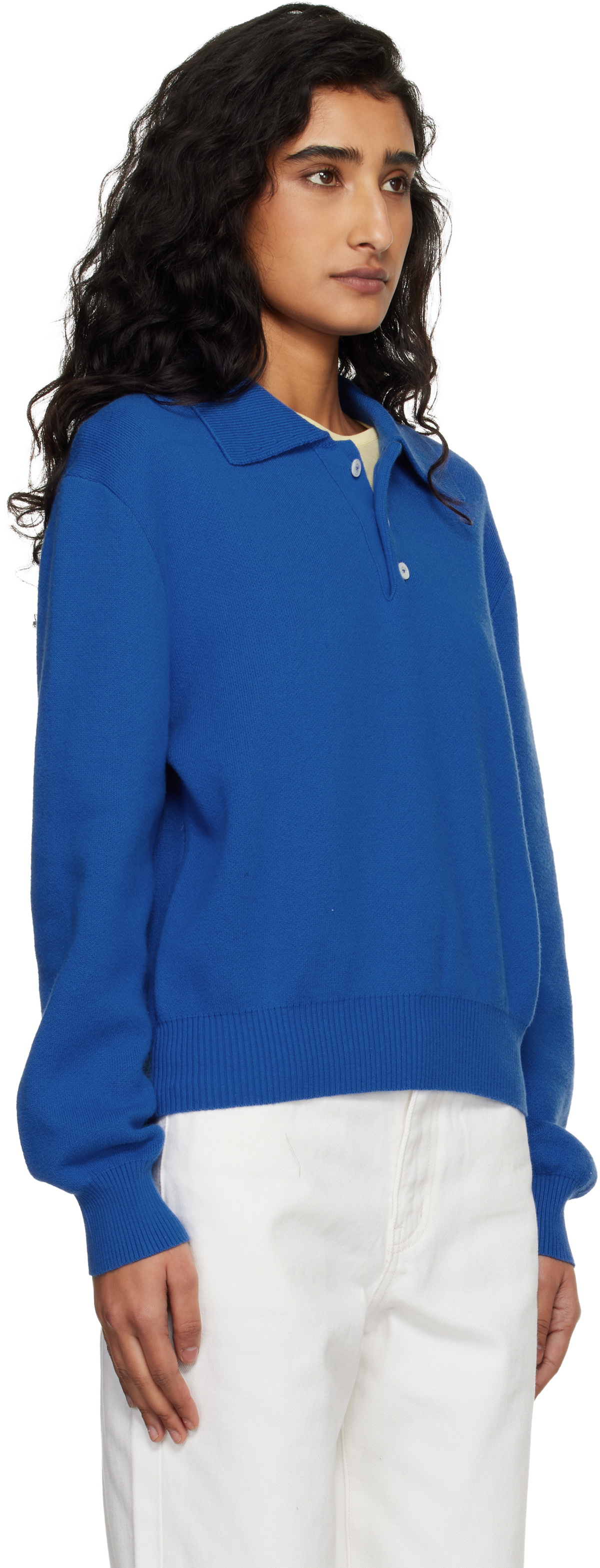Dunst Blue Cashmere Collared Sweater Polo
