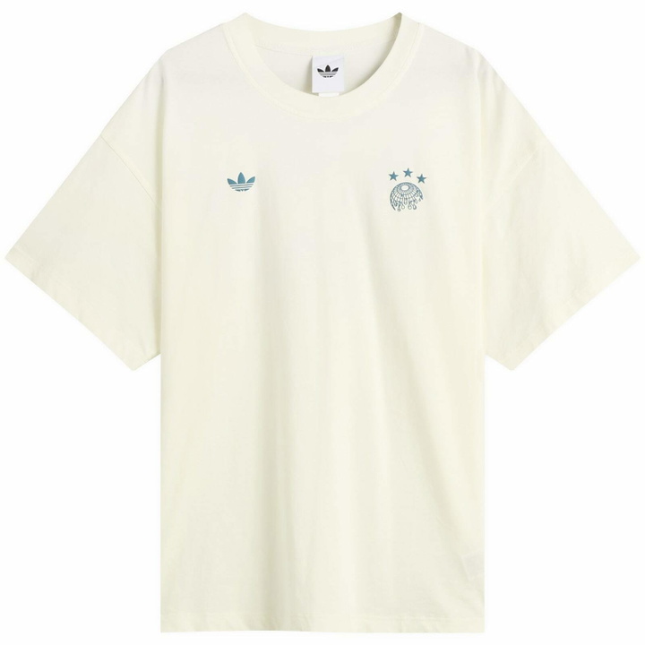 Photo: END. x adidas T-Shirt in Off White/Real Teal