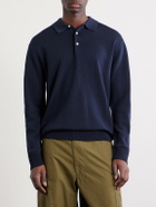 Beams Plus - Knitted Polo Shirt - Blue