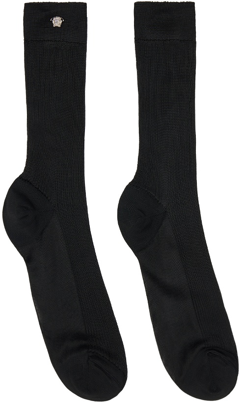 Photo: Versace Black Ribbed Knit Socks