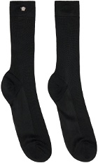 Versace Black Ribbed Knit Socks