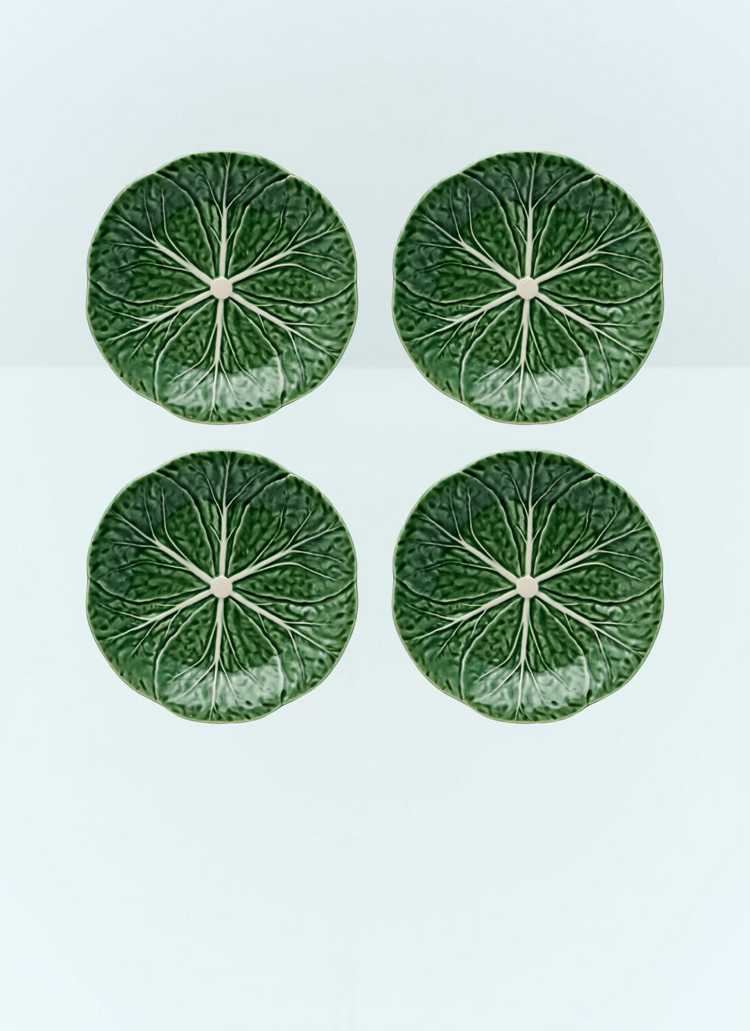 Bordallo Pinheiro Set Of Four Couve Dessert Plates