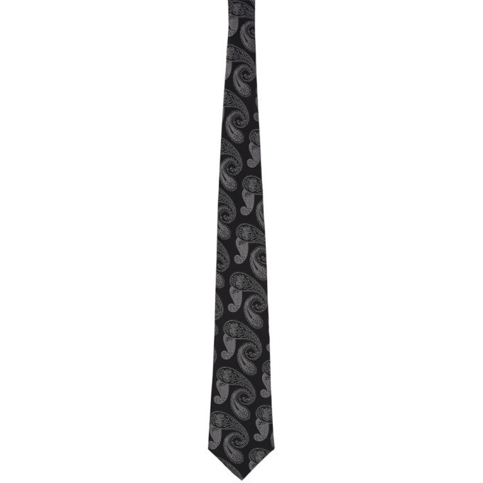 Photo: Comme des Garcons Homme Deux Black Silk Paisley Pattern Tie