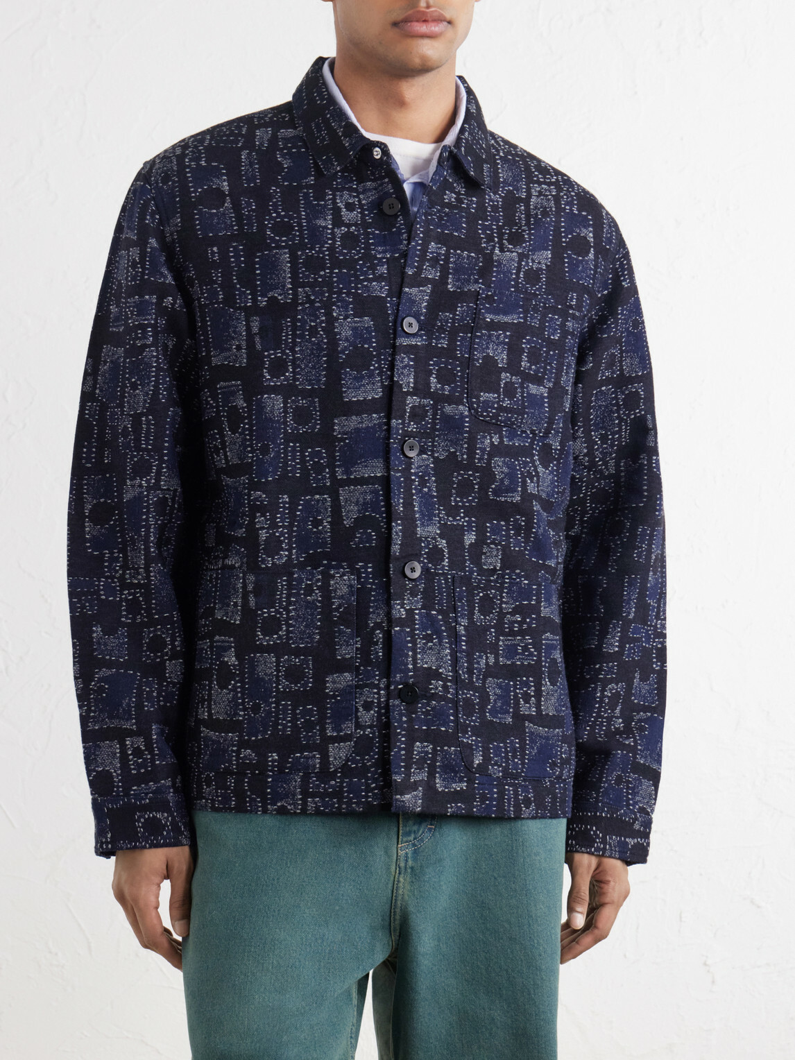 Folk - Assembly Jacquard Cotton-Blend Jacket - Blue