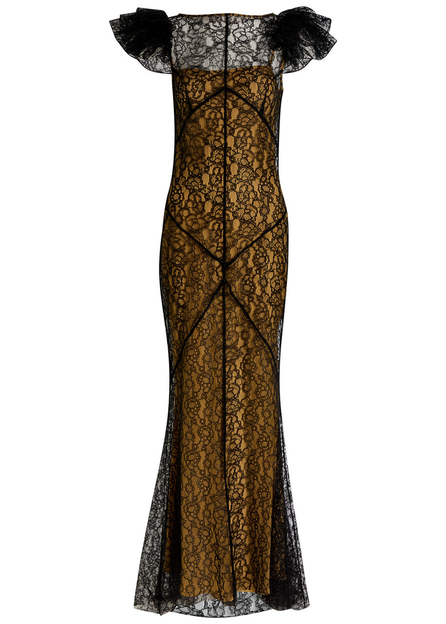 DE LA Vali Nephele Lace Maxi Dress Black